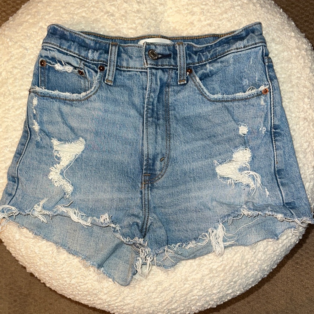 Abercrombie & Fitch Light Blue Distressed Jean Shorts